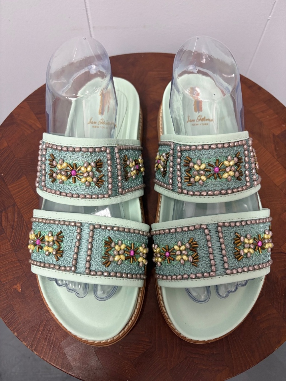 Sam Edelman Otto Mint Leather Beaded Accents Sandals Women's Size 8M